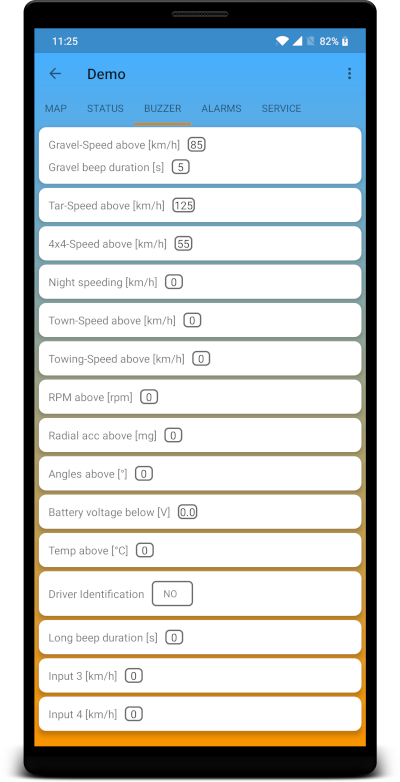 Mobile App | Buzzer Settings Request and Change the buzzer settings in the tracking unit